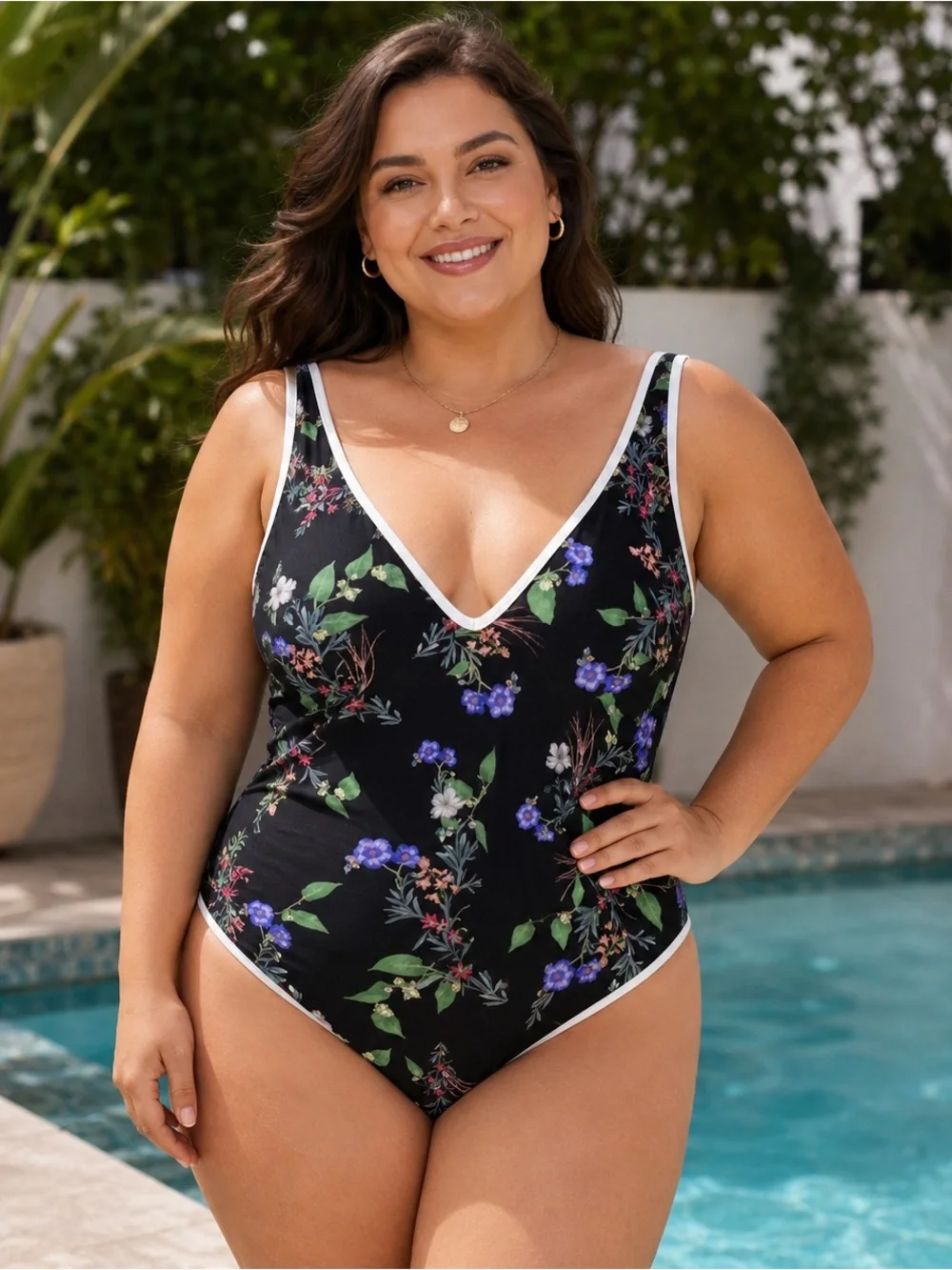 Athleta Floral Open-Back One-Piece Swimsuit – XL